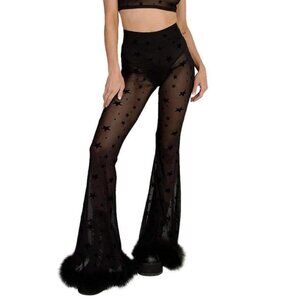NEVER WORN! iHeartRaves Women's High Waisted Bell Bottom Flared Pants (mesh)